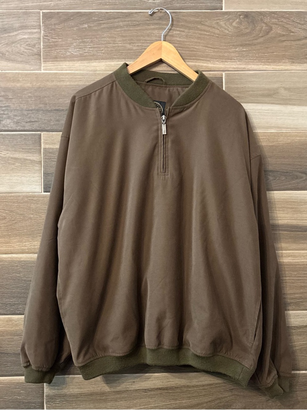 Vintage Golf Brown Windbreaker Pull Over Bomber 1/4 Zip Stormtech Medium 2000s
